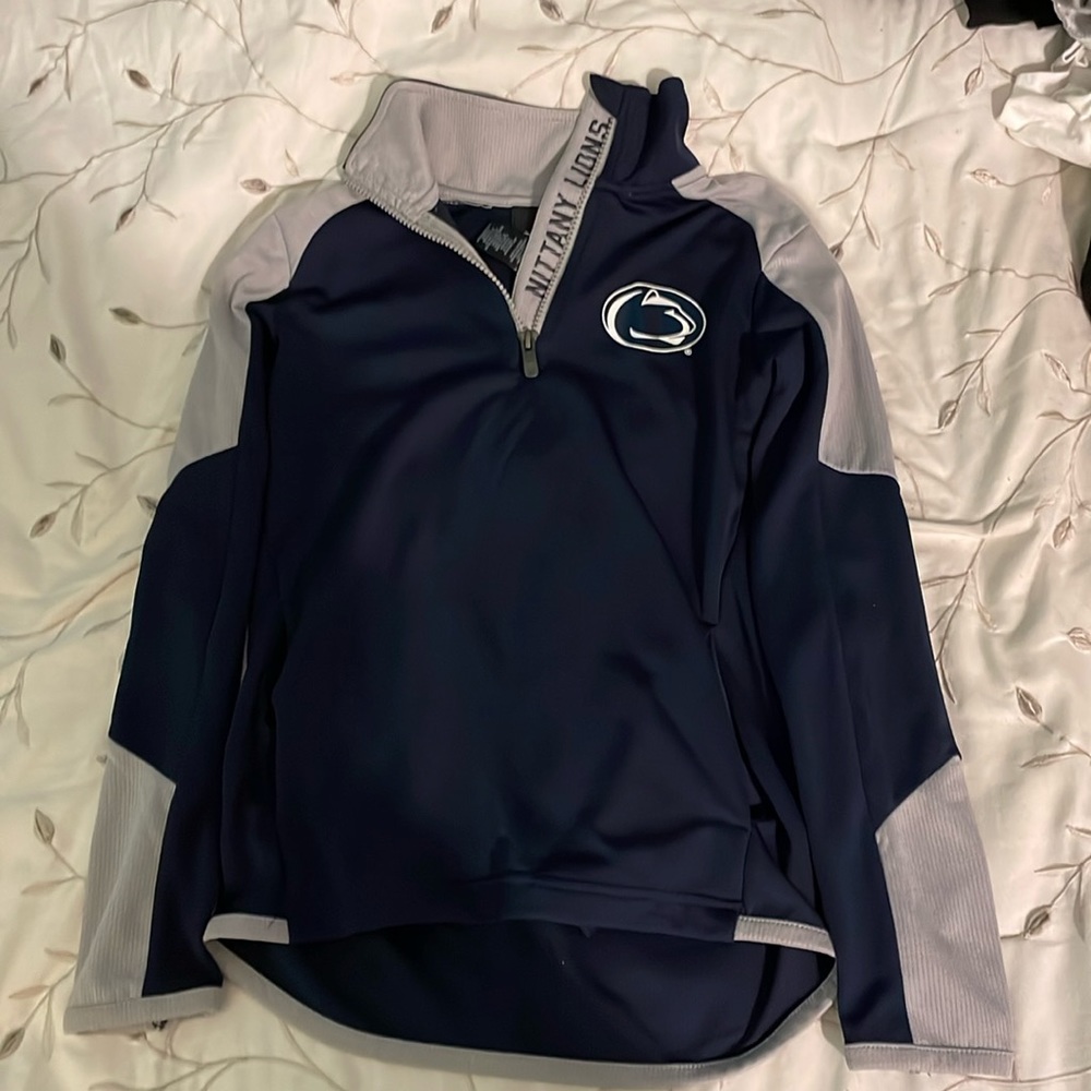 Navy and grey half zip penn state long sleeve
